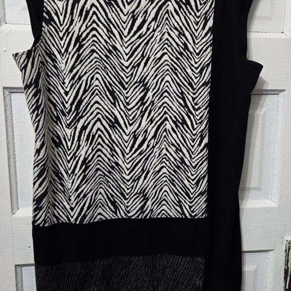 Ann Taylor sleeveless down to knee length black and white dress womens size M - Picture 3 of 7